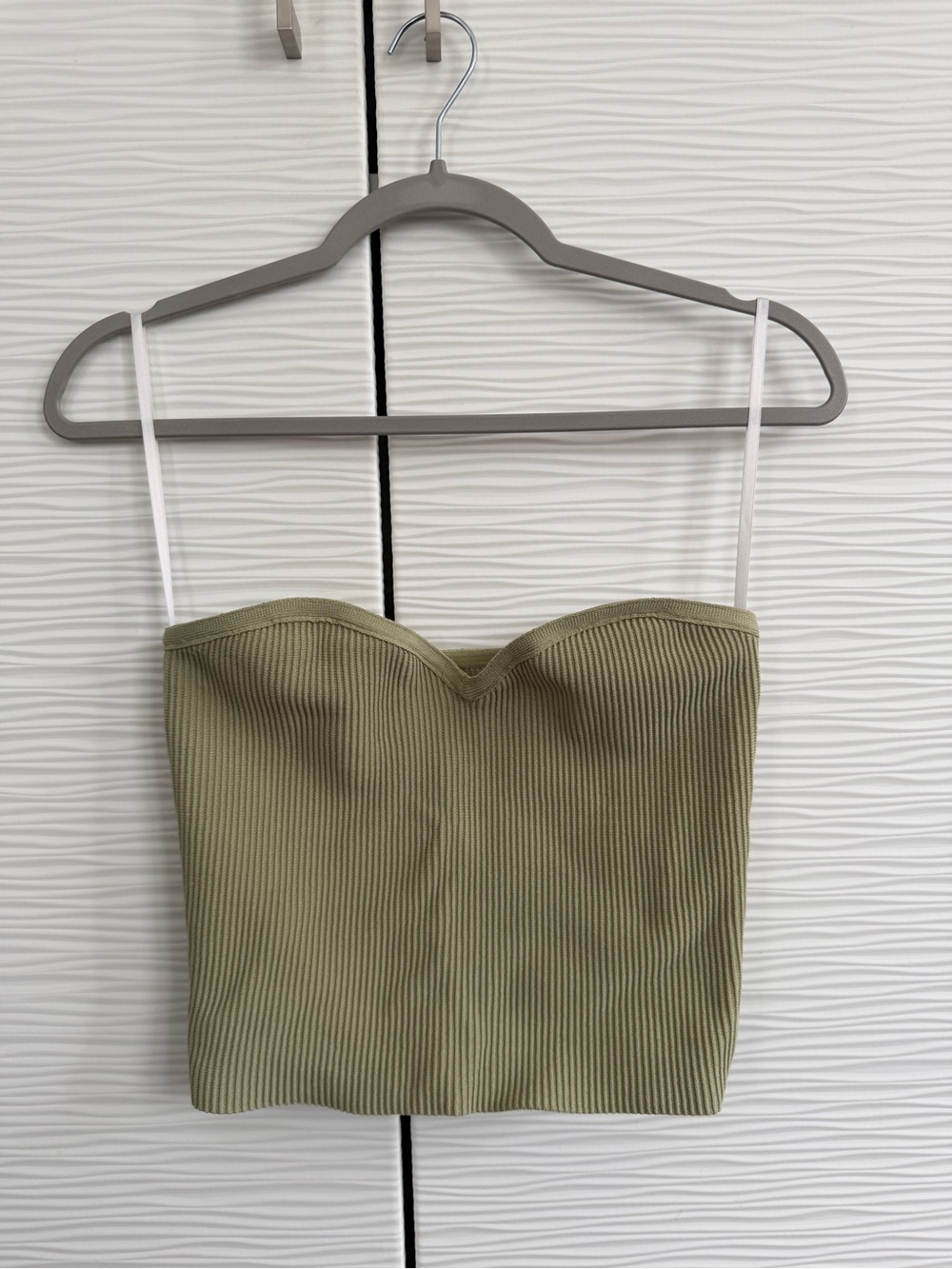 Aritzia Olive Ribbed Sweetheart Crop Tank